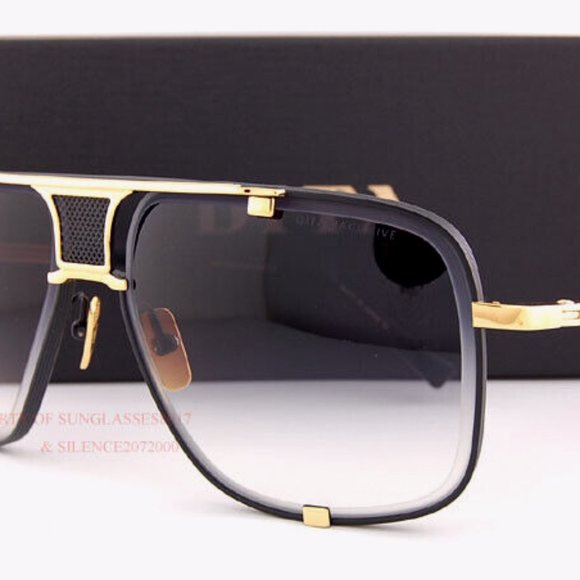 DITA Mach Five DRX 2087-A Matte Black Yellow Gold / Gray Gradient Sunglasses - Picture 2 of 8